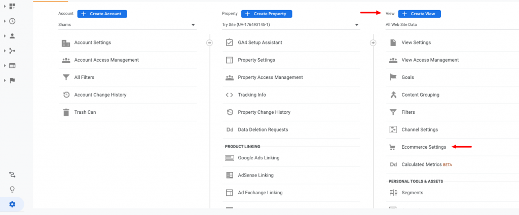 Haga clic en la configuración de comercio electrónico