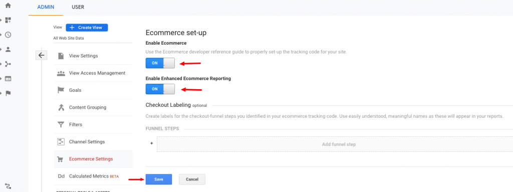 configuración de comercio electrónico