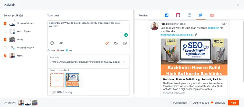 Agorapulse schedule