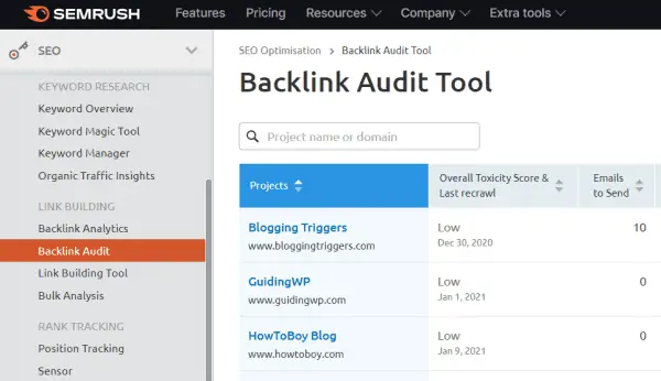 Backlink audit