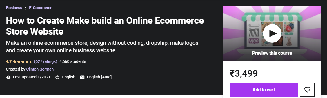 วิธีสร้างเว็บไซต์ร้านค้าอีคอมเมิร์ซออนไลน์ หลักสูตร Udemy