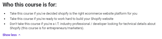 หลักสูตรสำหรับใคร - หลักสูตร udemy Shopify