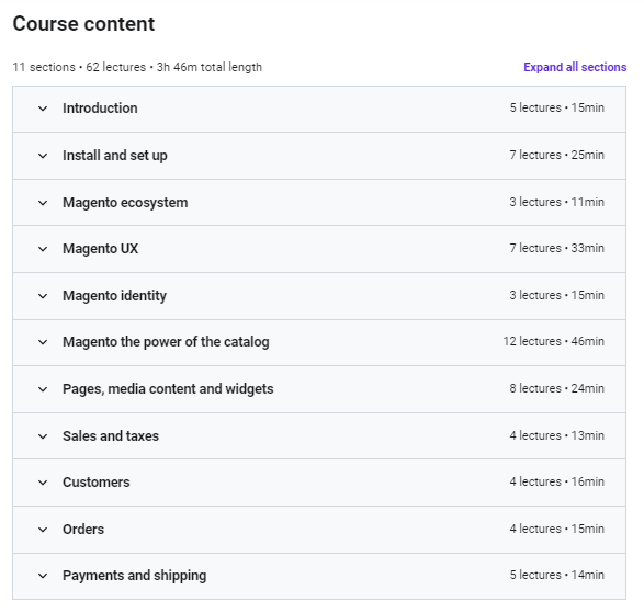เนื้อหาหลักสูตร Udemy Magento