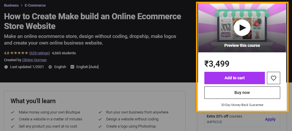 ราคาคอร์ส Udemy WordPress