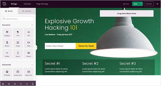 أداة إنشاء صفحات الهبوط - SeedProd SeedProd drag and drop builder