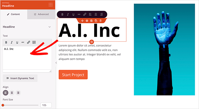 WordPress-theme-headline-text - SeedProd Change your homepage template content