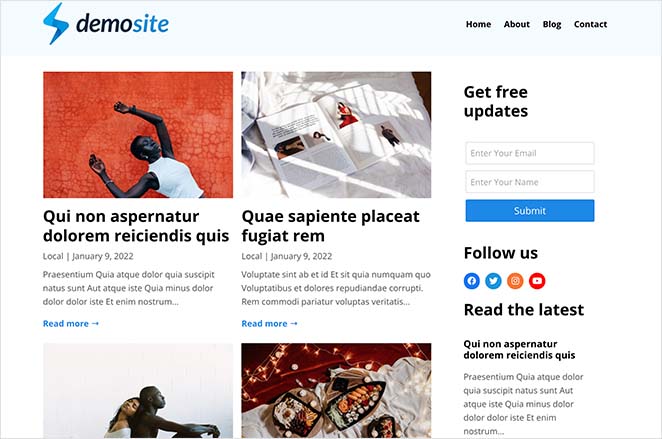 thème-de-blog-WordPress personnalisé - SeedProd Custom WordPress theme blog page and sidebar