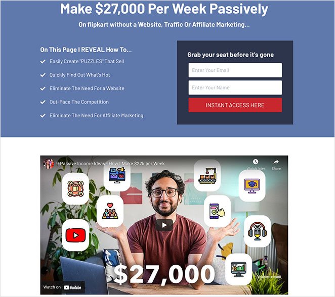 Przykład-strony docelowej-kanał-youtube - SeedProd social media lead generation landing page