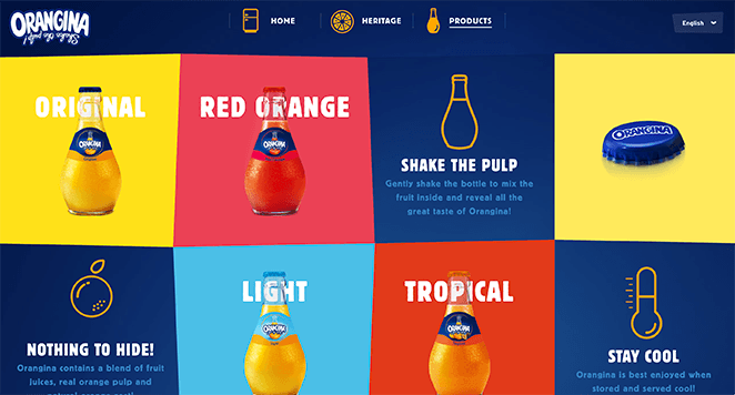 orangina-product-landing-page przykłady - SeedProd product landing page example