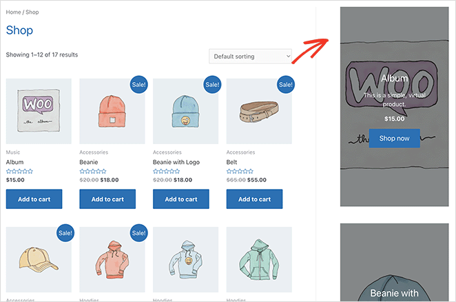 woocommerce özellikli ürünler kenar çubuğunda - SeedProd WooCommerce featured products in sidebar example