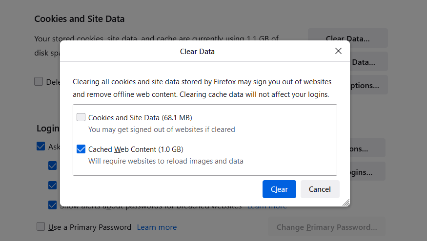choisir les données à effacer sur Firefox