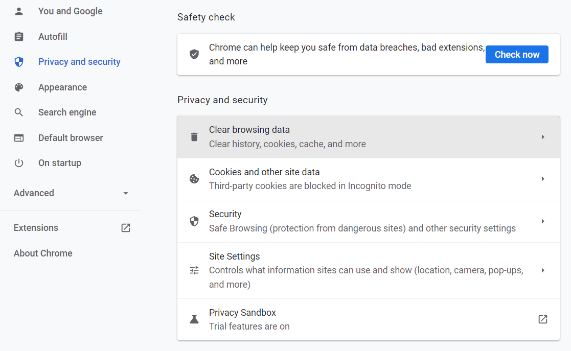 Vider le cache du navigateur dans Chrome