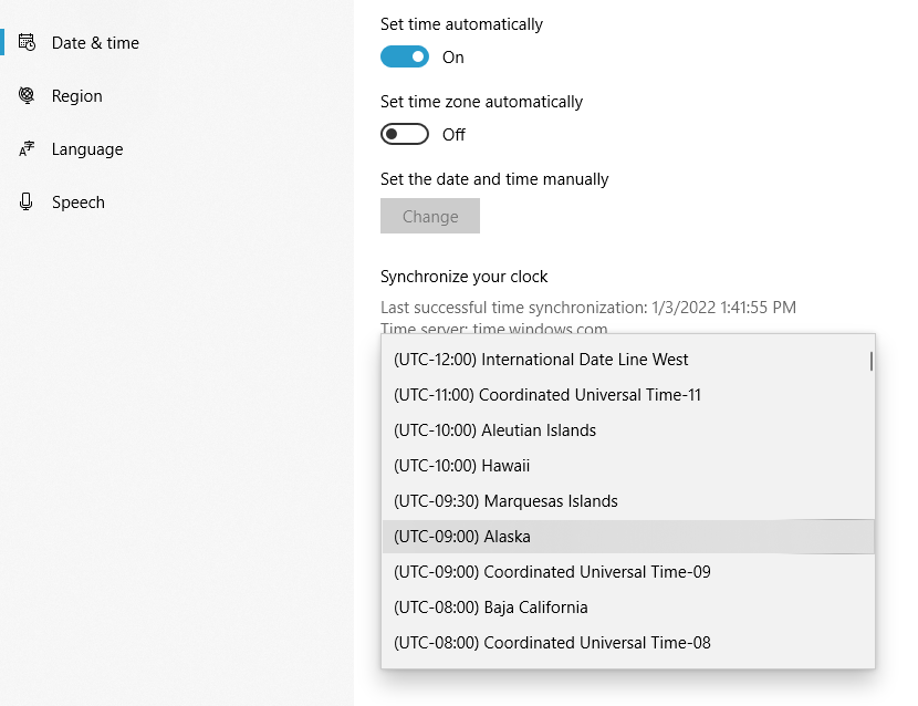 réglage de la date et de l'heure sur un ordinateur Windows