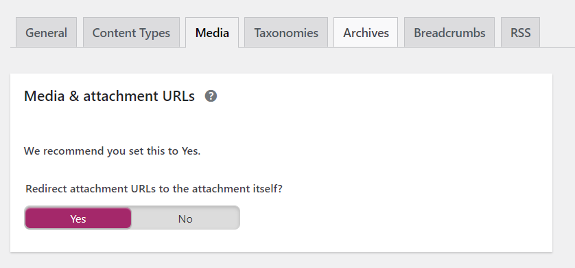 إعدادات Yoast للوسائط وعناوين URL للمرفقات