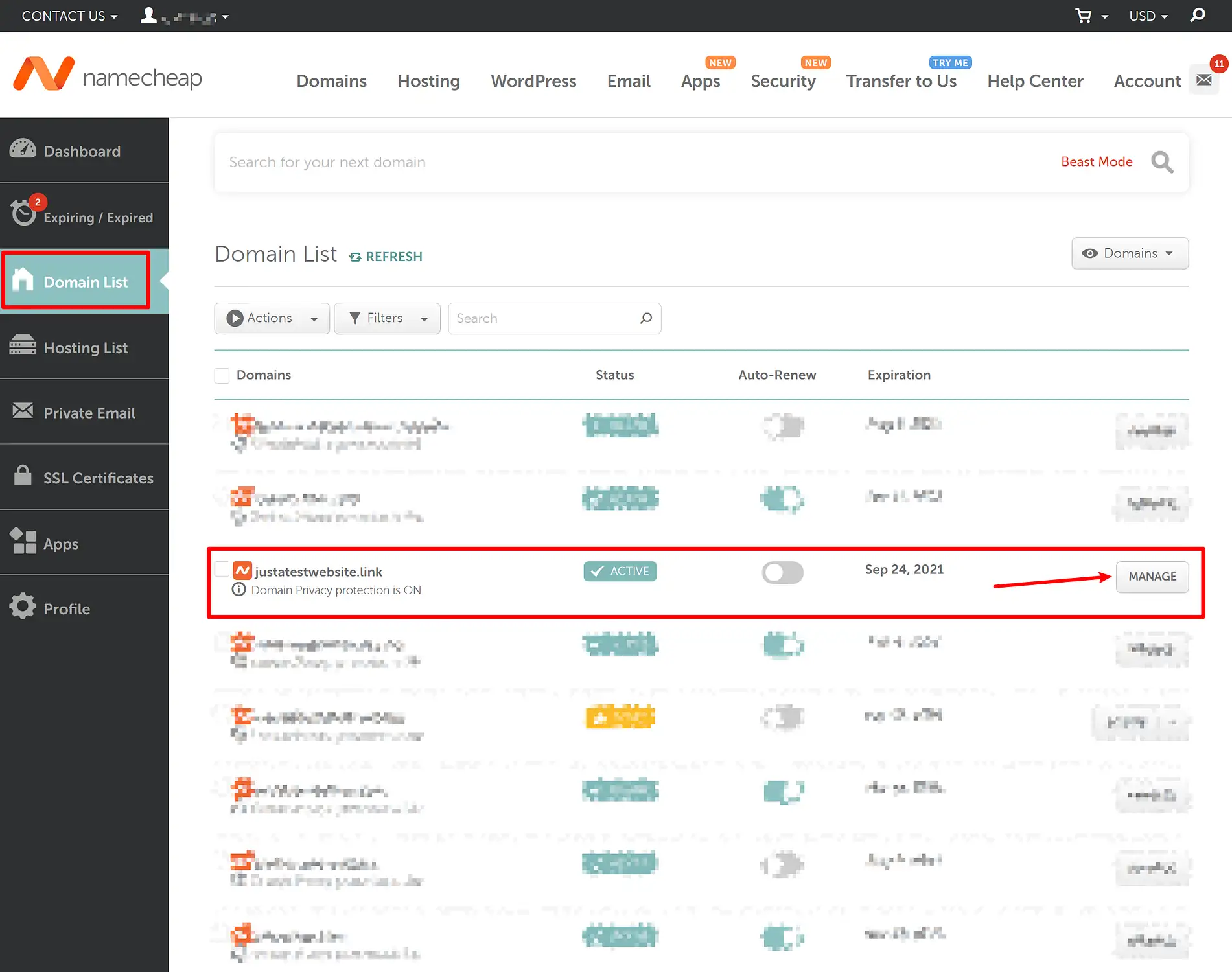 Как управлять серверами имен: Namecheap