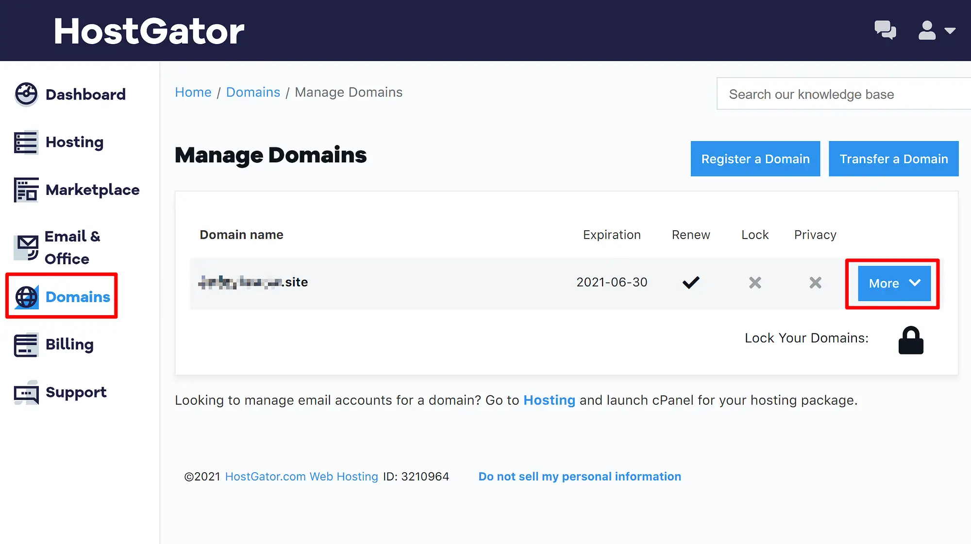 Как открыть настройки сервера имен HostGator
