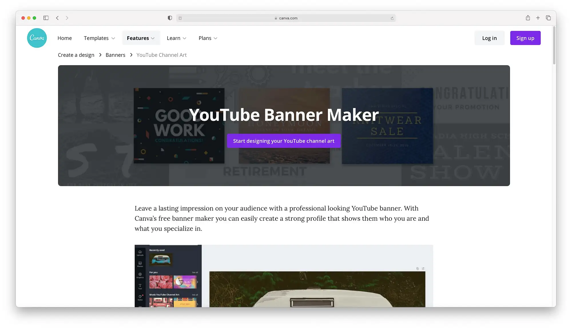 Canva est toujours l'un des meilleurs créateurs de bannières YouTube disponibles