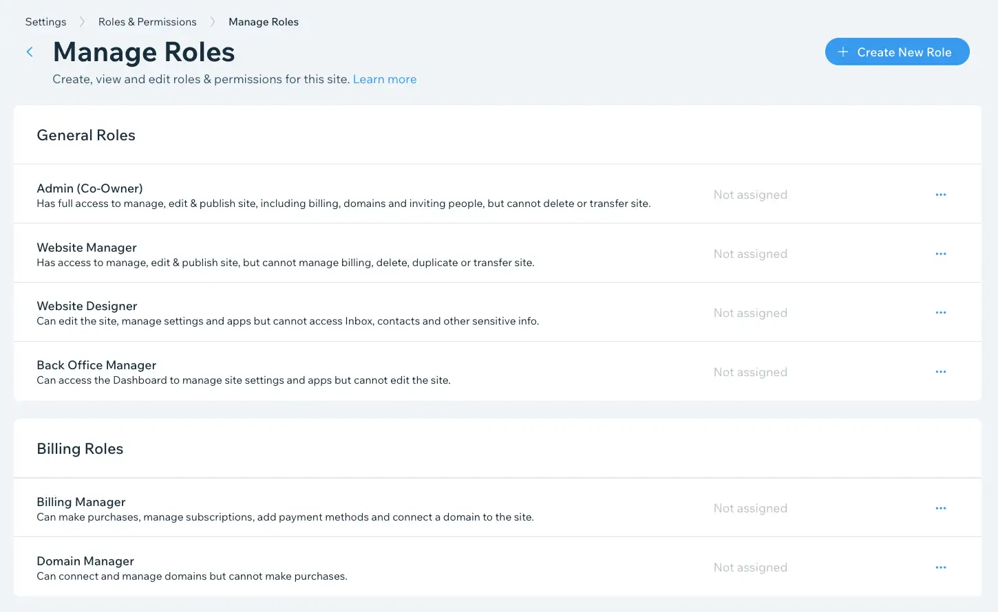 WixとWordPress:Wixのユーザーロール。