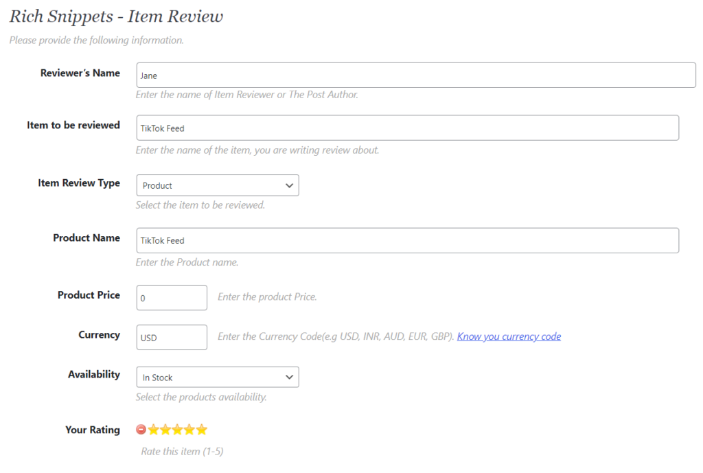 tambahkan markup skema ke wordpress - ulasan item terakhir