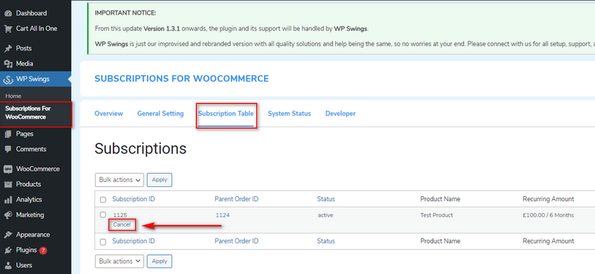 添加 woocommerce 訂閱產品 - 訂閱表
