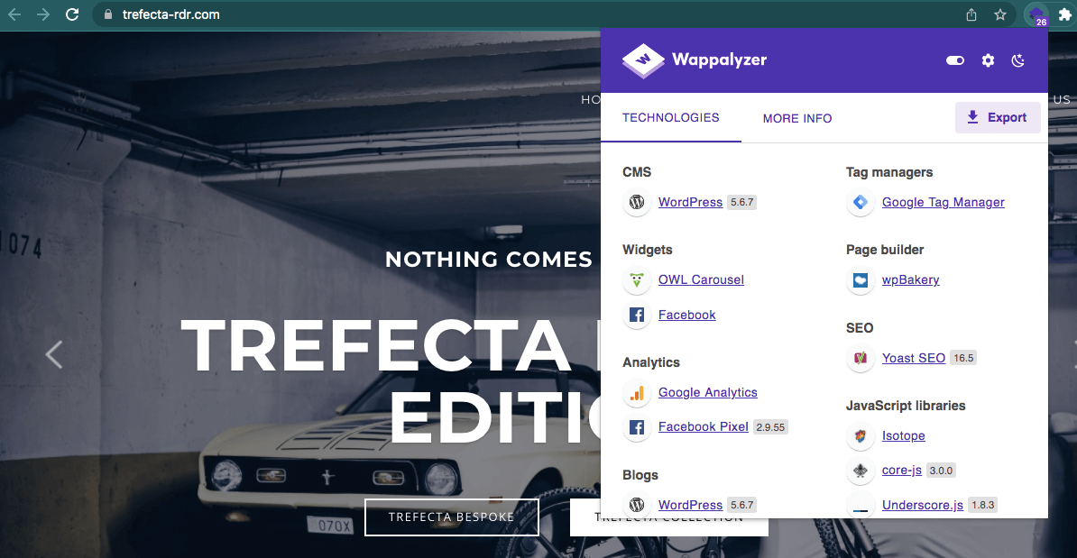 Rezultate Wappalyzer