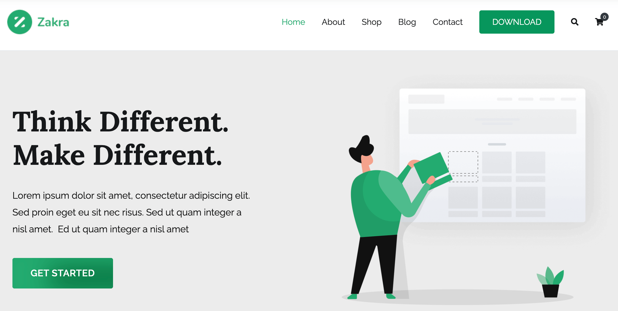 Tema Zakra WordPress.