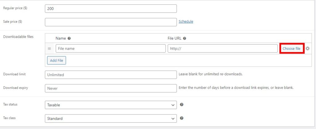 elija archivo agregue productos virtuales a woocommerce