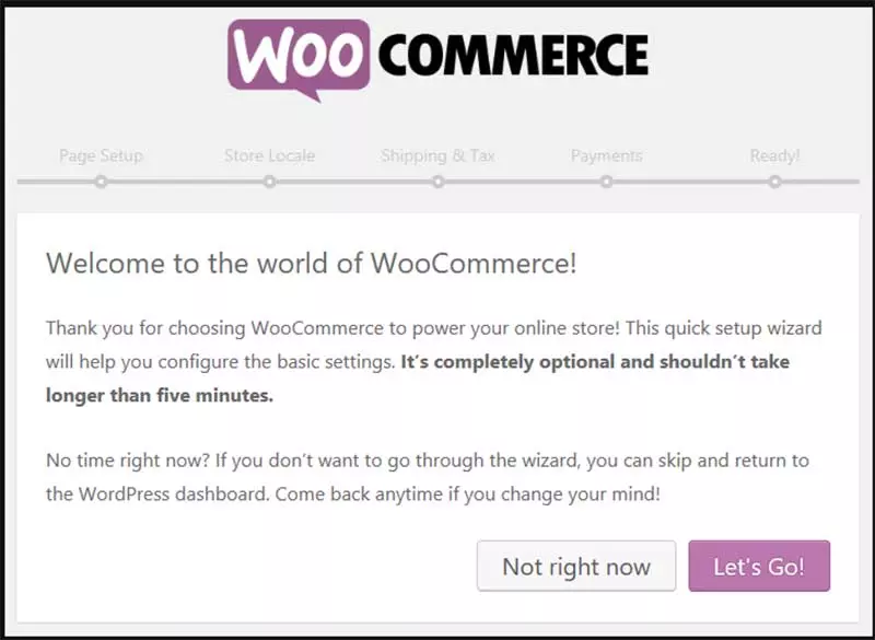 WooCommerce 설정 마법사