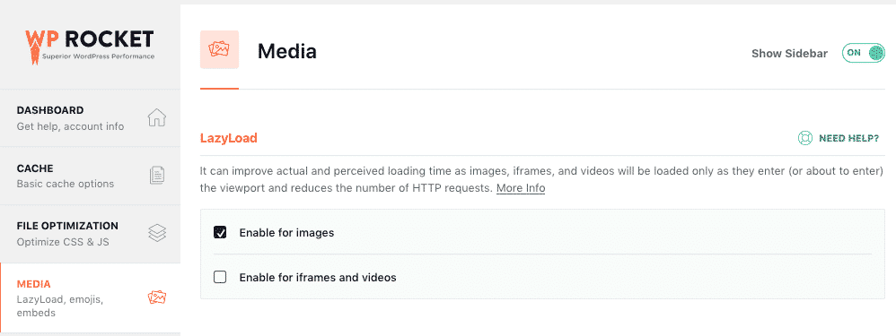 Scheda Media - Funzionalità di caricamento lento