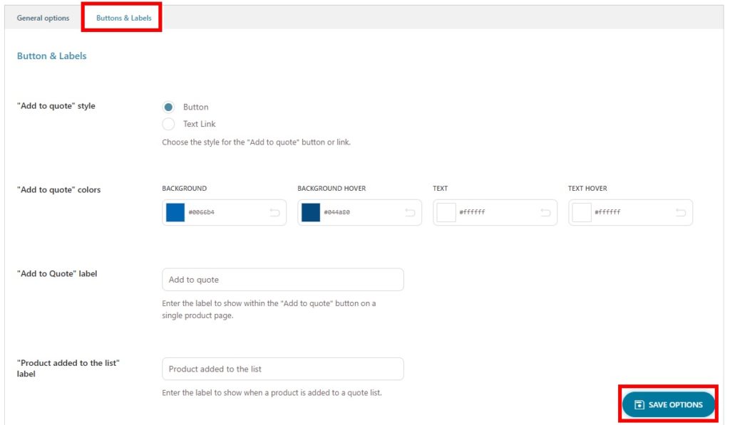按鈕和標籤添加 woocommerce 請求報價按鈕