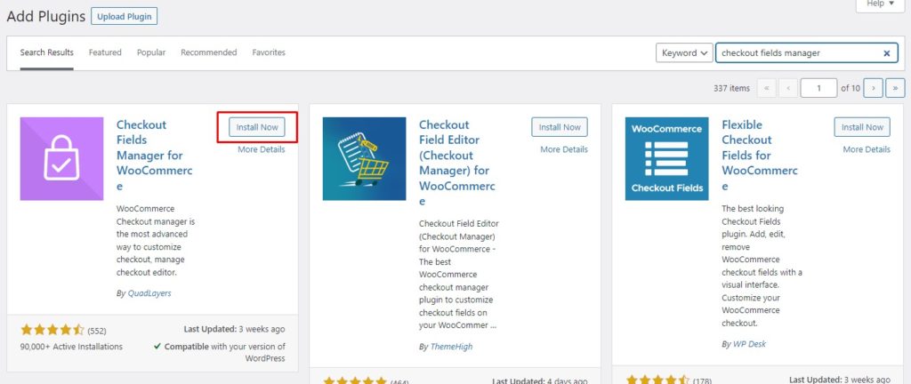 為 woocommerce 插件安裝結帳字段管理器