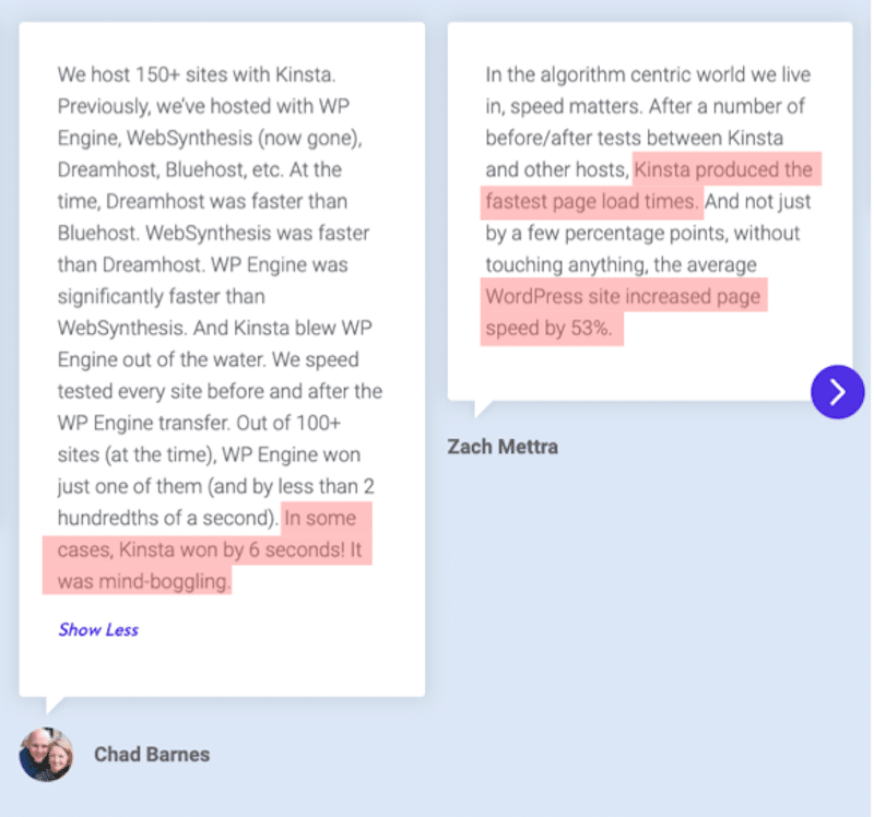 WordPressユーザーがKinstaについて言うこと-出典:Kinsta