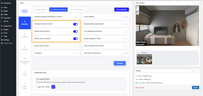 การควบคุมที่ราบรื่นบน Virtual Apartment Tour