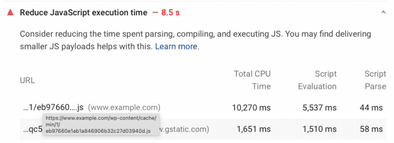 ลดเวลาดำเนินการ JavaScript - PSI