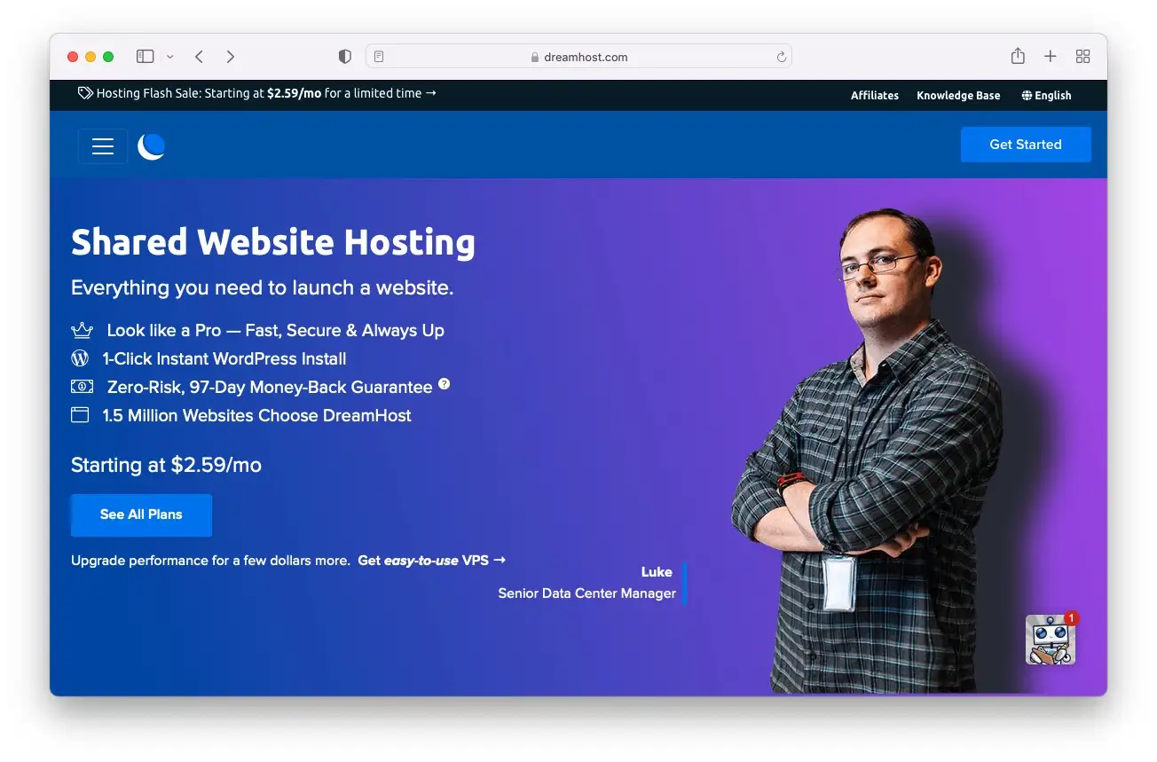 免費的非營利網站託管:DreamHost