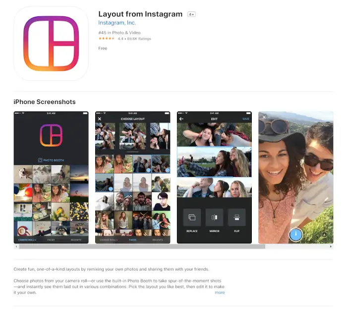 Cea mai bună aplicație de colaj: Aspect de pe Instagram