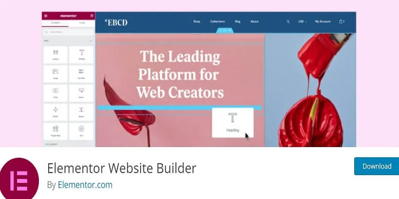 Elementor-Website-Builder-Beste-Kostenlose-WordPress-Design-Plugins-für-Designer