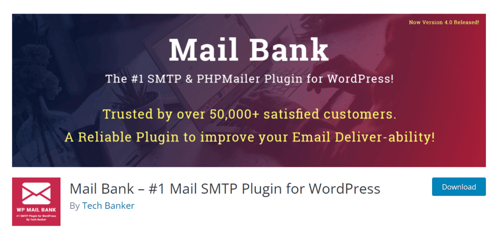 7 أفضل ملحقات WordPress SMTP لتحسين إمكانية تسليم البريد الإلكتروني في عام 2022 8 Mail Bank SMTP Plugin