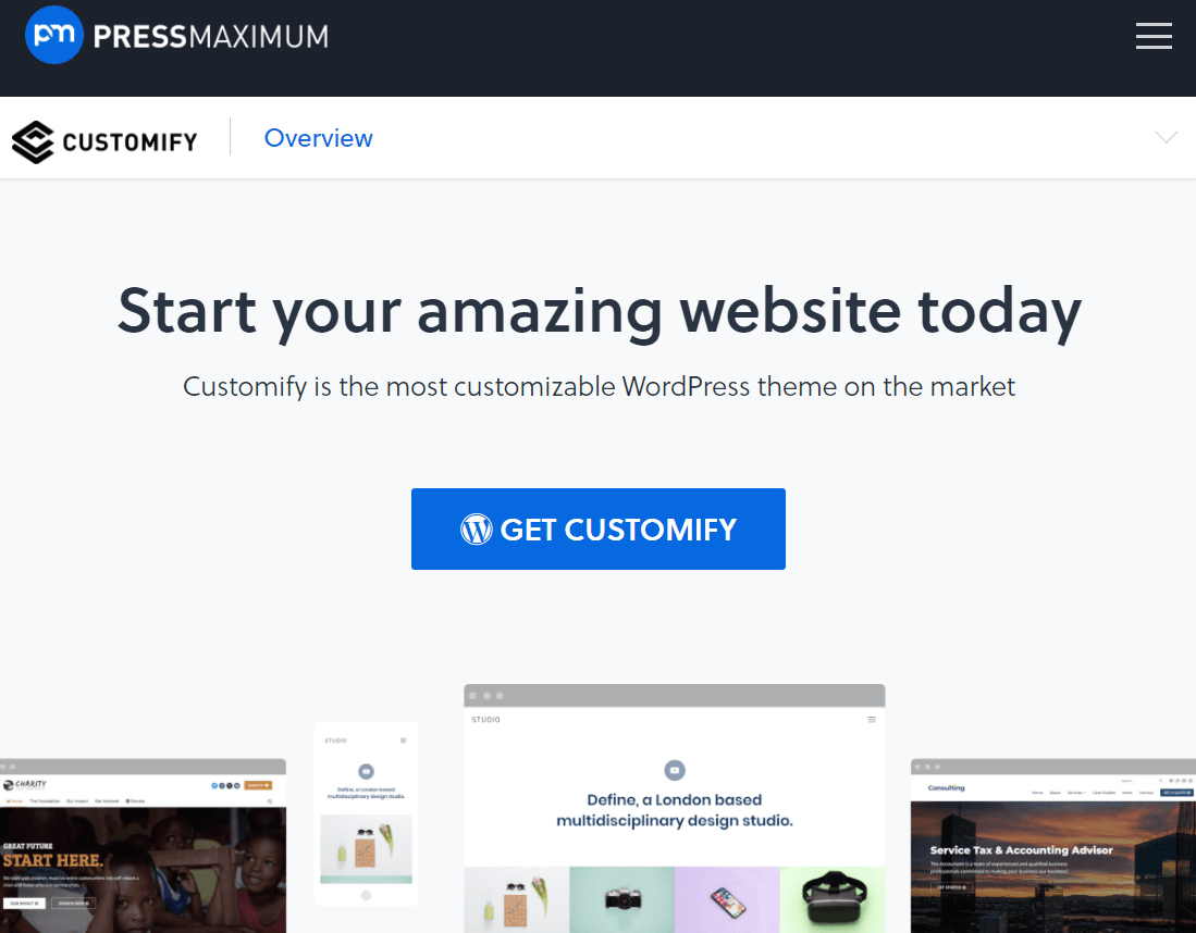 Die 10 besten WordPress-Themes für persönliche Websites (kostenlose Themes) 8 Customify WordPress Theme
