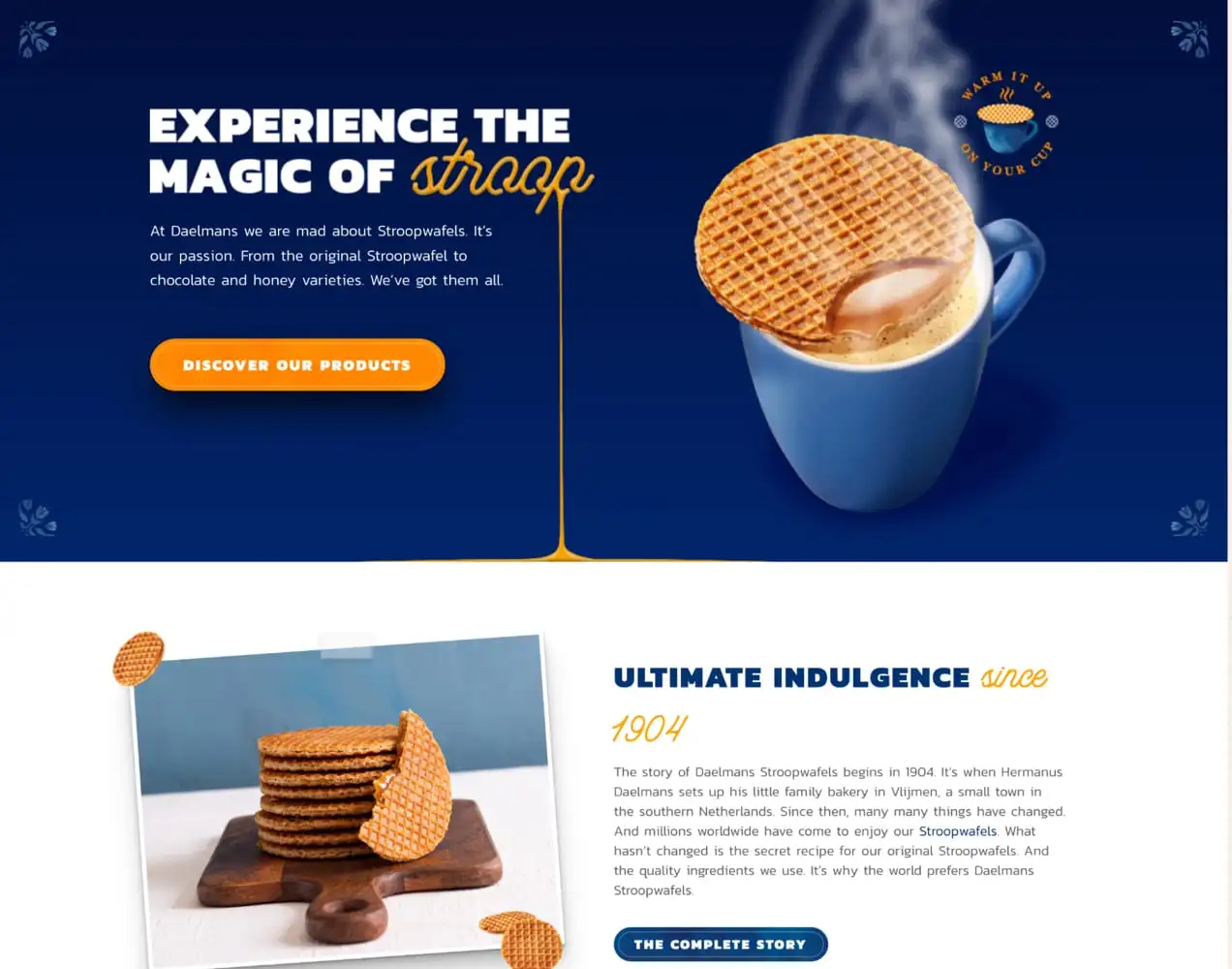 帶有自定義字體的 Stroopwaffels 網站