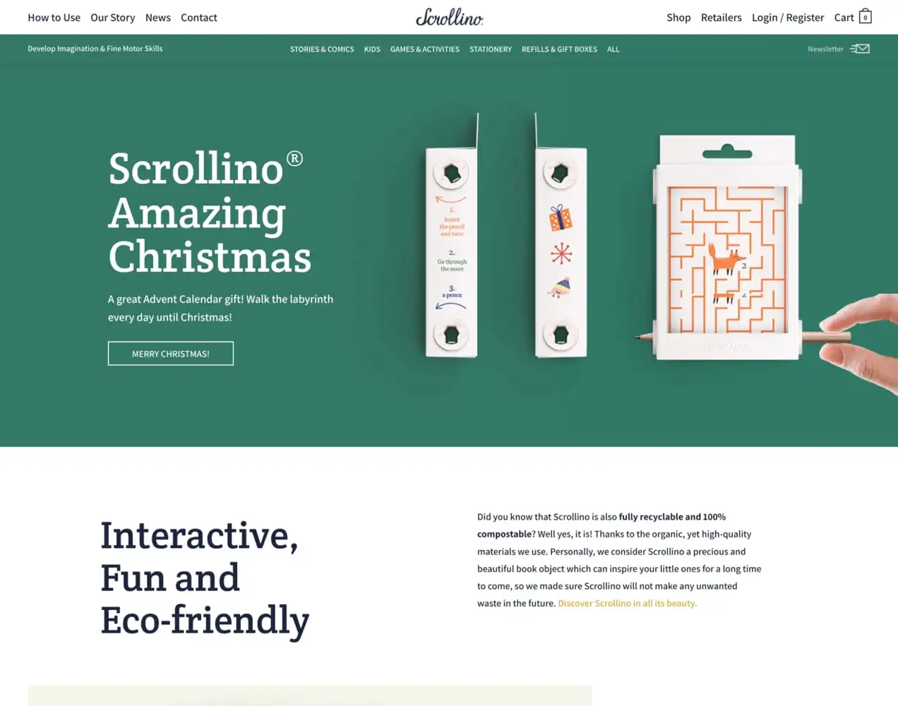 具有獨特字體的 Scrollino 網站