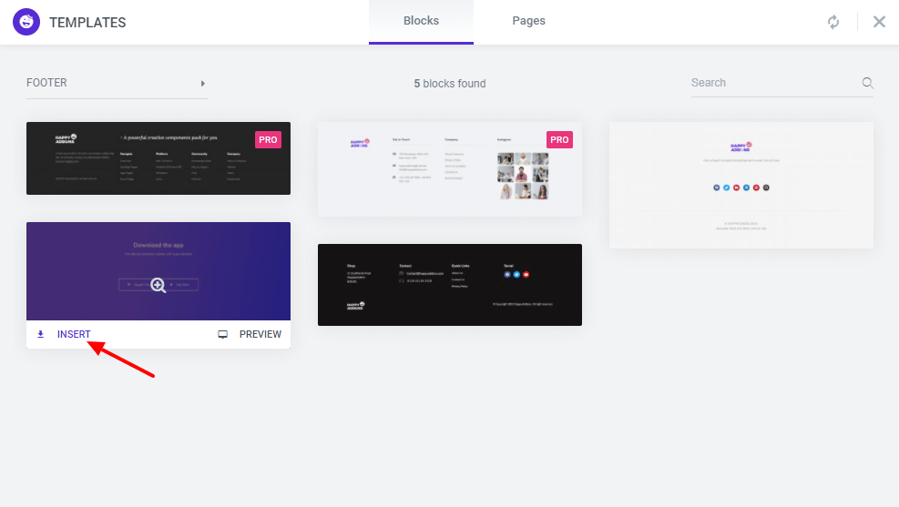 Cum să utilizați biblioteca de șabloane Happy Addons pentru site-ul web Elementor 10 Add Footer Block