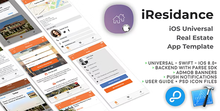 iResidence - เทมเพลตแอพมือถืออสังหาริมทรัพย์
