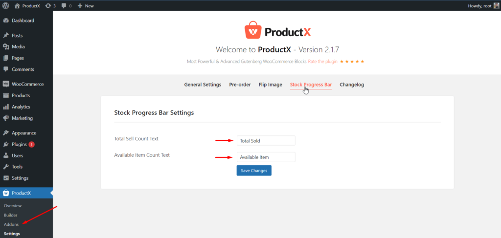 Einführung des Stock Progress Bar Add-ons für ProductX 3 Explore Setting