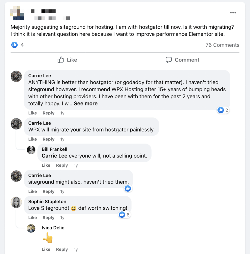 ElementorFacebookグループのサイトグラウンドの提案