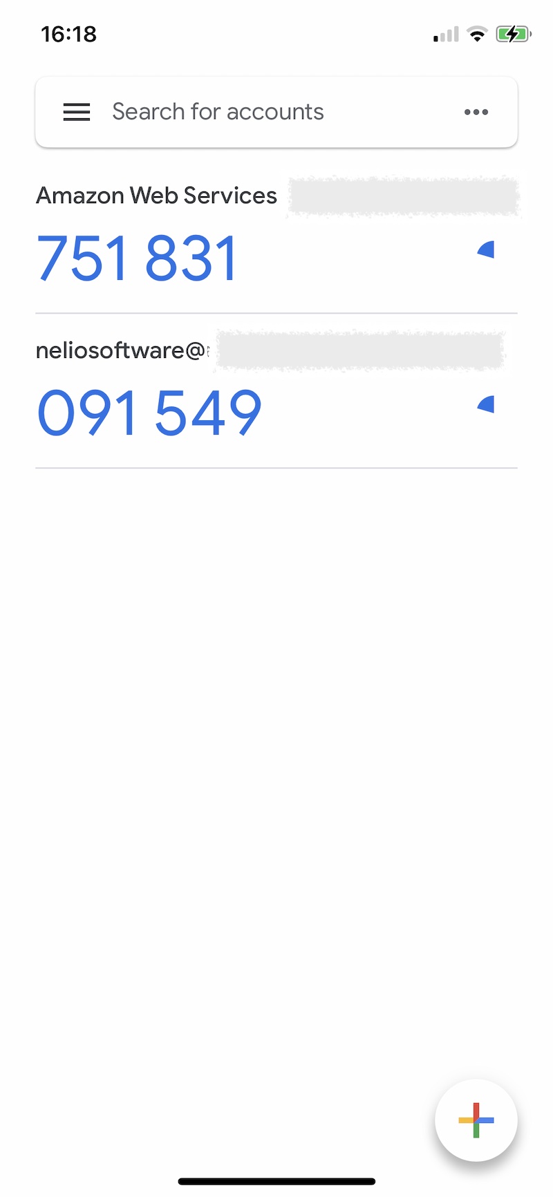 Google Authenticator 應用程序中顯示的代碼