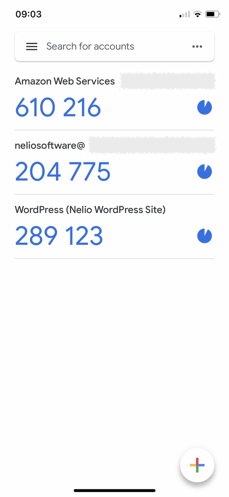 新帳戶添加到 Google 身份驗證器應用程序