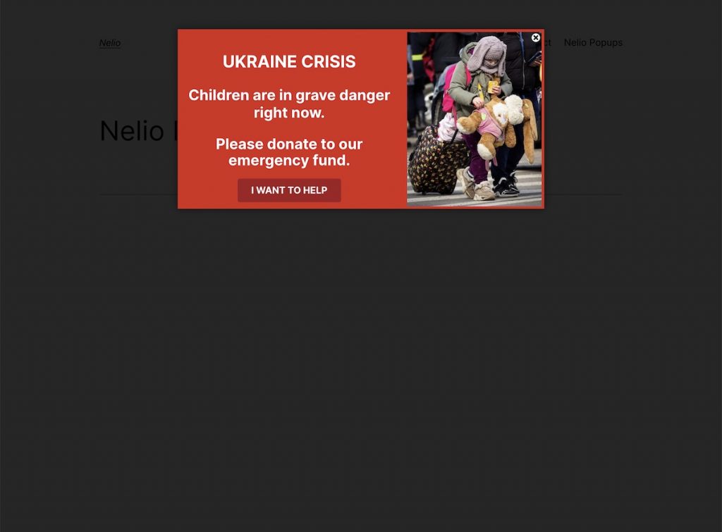 Visualização do pop-up copiado de Save The Children