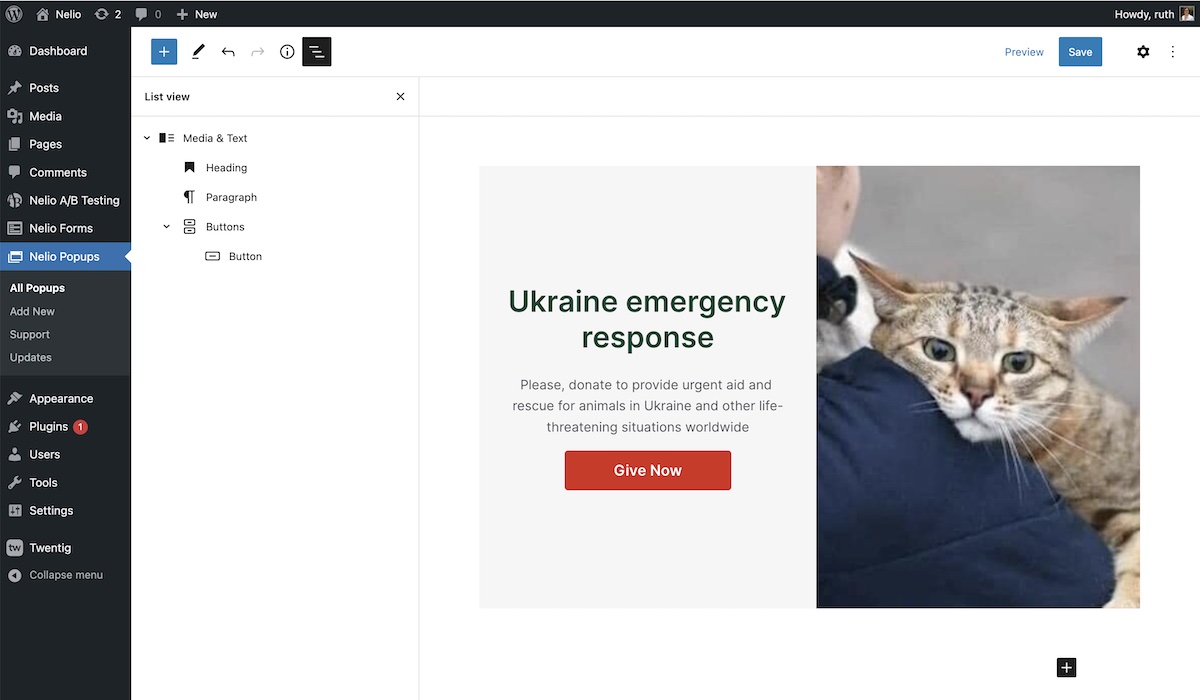 Exibindo os blocos de um pop-up