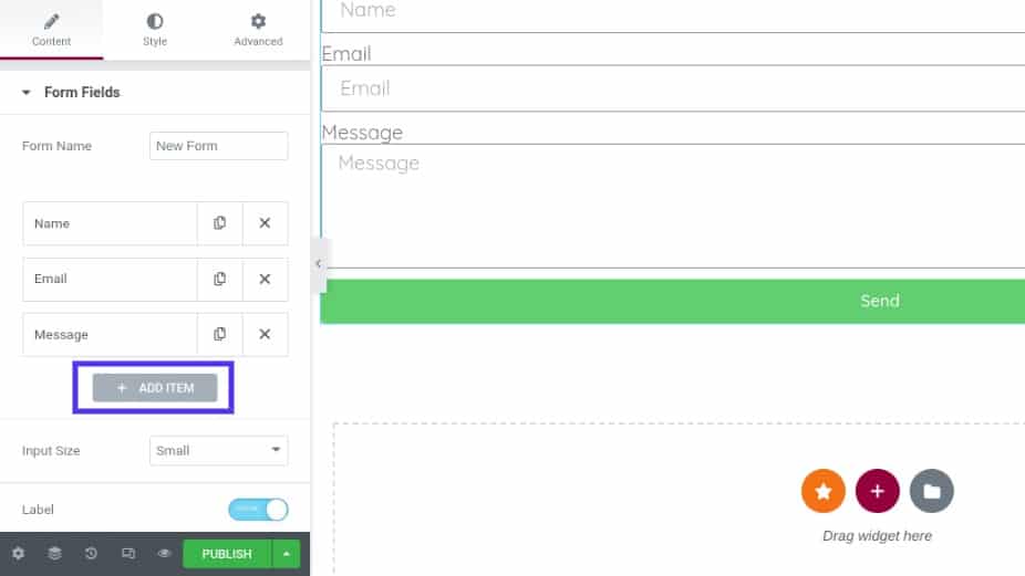 Personalize o formulário adicionando um item